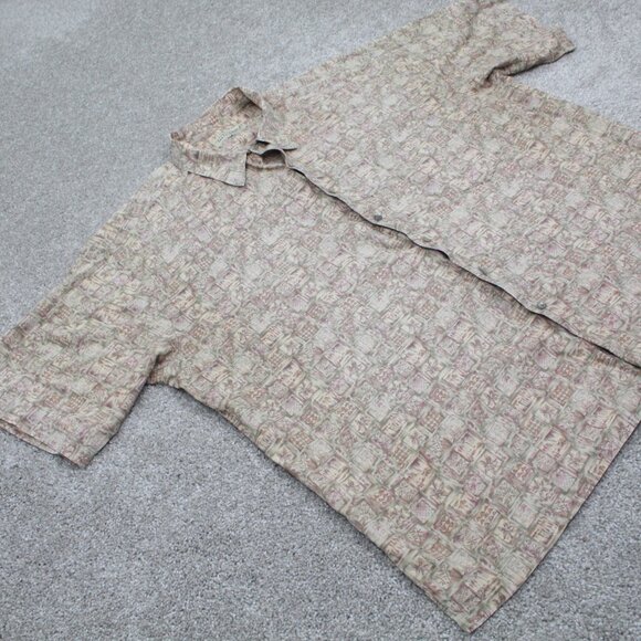 Tori Richard Shirt Adult 2XL XXL Beige Cotton Lawn Short Sleeve Button Up - Picture 6 of 11